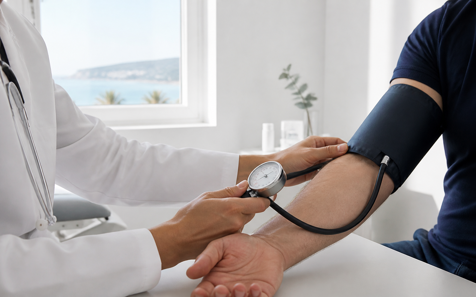 Illustrative blood-pressure assessment at a coastal private clinic