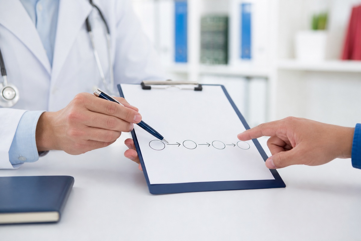 Doctor explaining the next step in a patient’s medical care